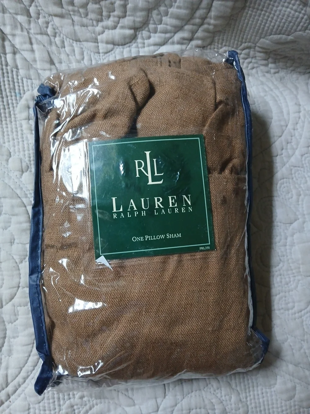 VTG Ralph Lauren 100% Linen Standard Sham Chocolate Brown Ruffled Edge